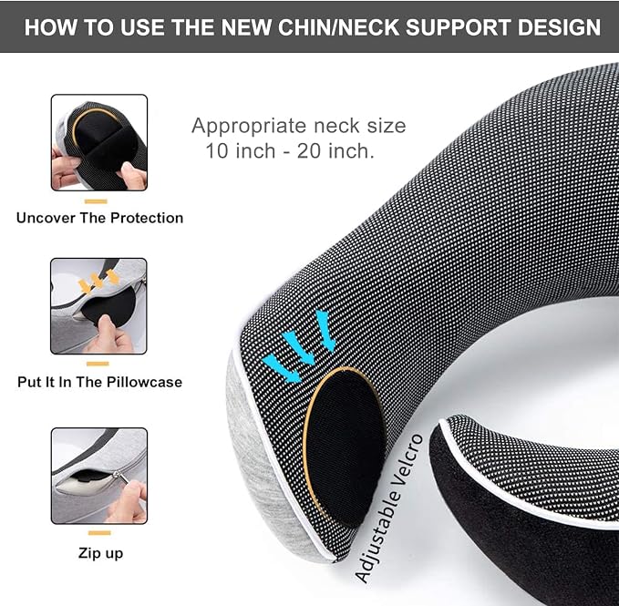 Travel Pillow, Best Memory Foam Neck Pillow Head Support Soft Pillow - Image 6