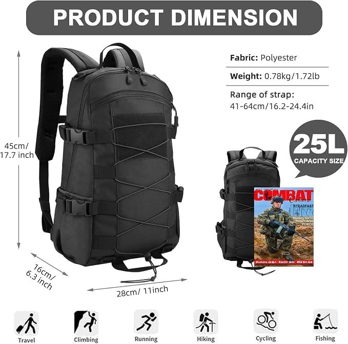 25L Hiking Backpack Small Tactical Backpack Daypack Camping Trekking Hunting - Image 3