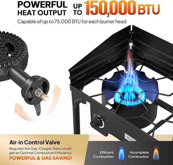 ROVSUN 2 Burner Outdoor Propane Gas Stove - Image 2