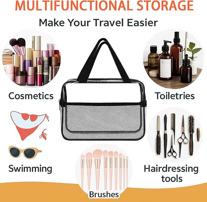 XEWEA 2PCS Small TSA Approved Clear Travel Toiletry Bags - Image 3