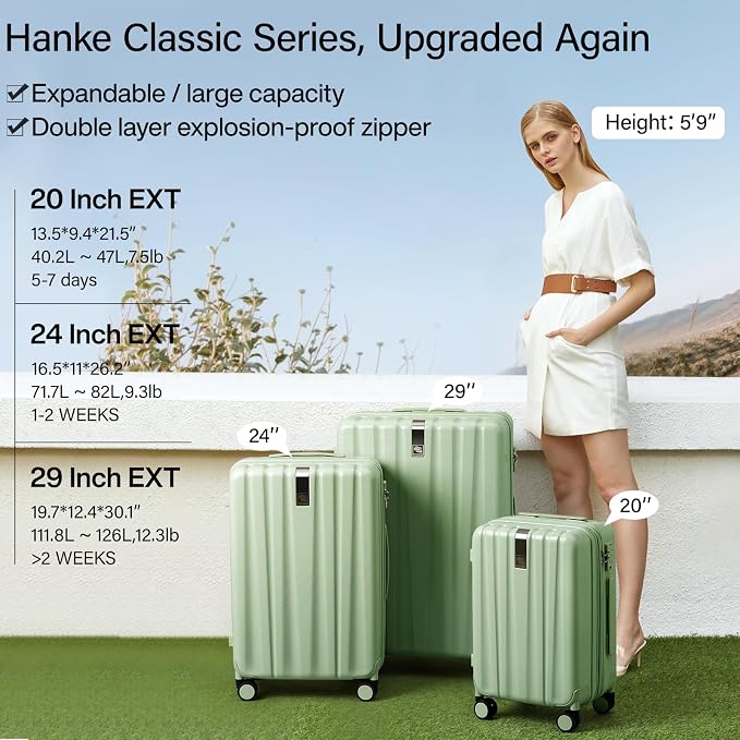 Hanke 24 Inch Expandable Checked Luggage Lightweight PC Hard Shell Luggage - Image 2