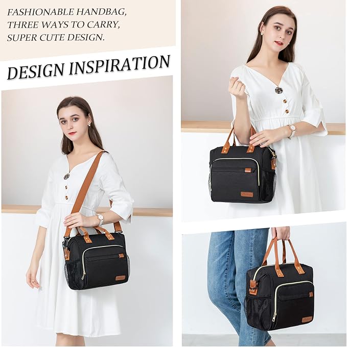 Black Lunch Box for Women Insulated Lunch Bag for Work - Image 7