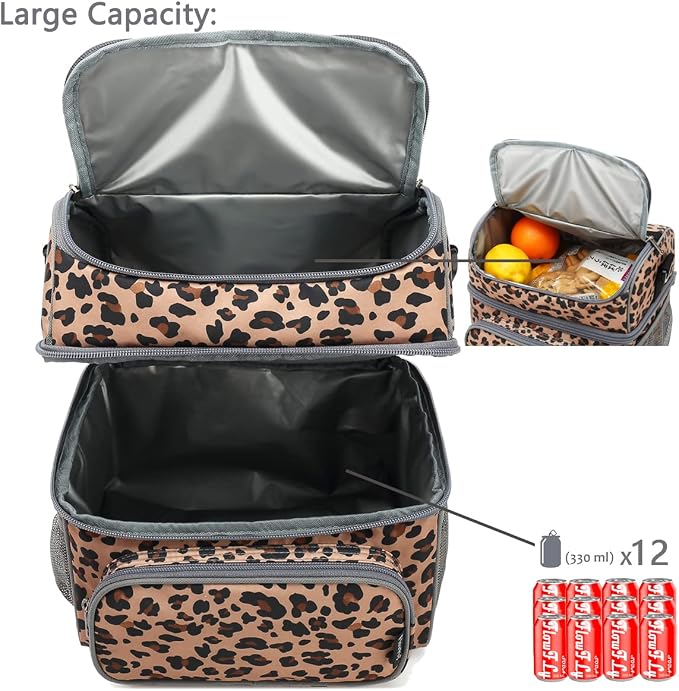 FlowFly Double Layer Cooler Insulated Lunch Bag Adult Lunch Box Large Tote Bag - Image 5