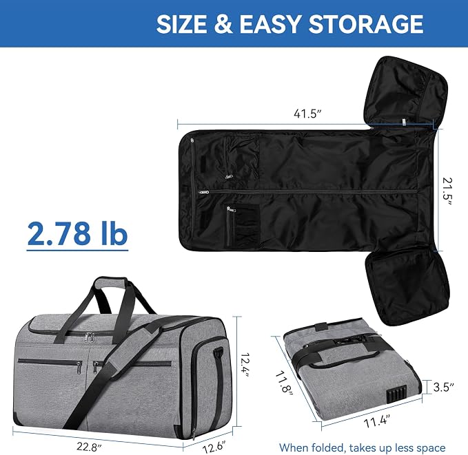Carry on Garment Bag for Travel, Bukere Convertible Travel Duffel Suit - Image 2