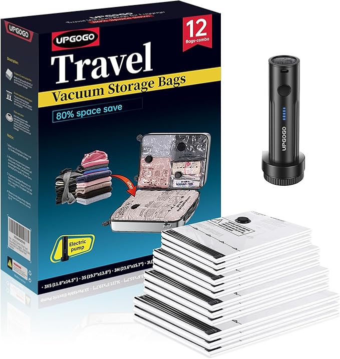 Combo 12 Pack Travel Vacuum Bags by UPGOGO