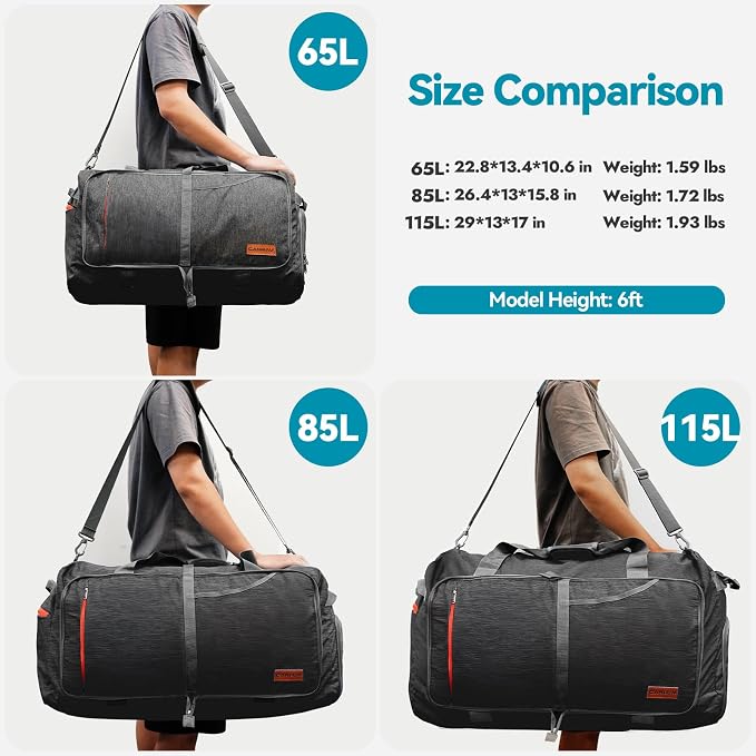 Canway 115L Travel Duffel Bag, Foldable Weekender Bag - Image 2