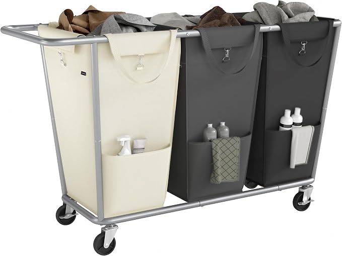 SONGMICS Laundry Basket with Wheels, 3-Section Laundry Sorter, 76.6 Gallons by SONGMICSbySONGMICSHOME