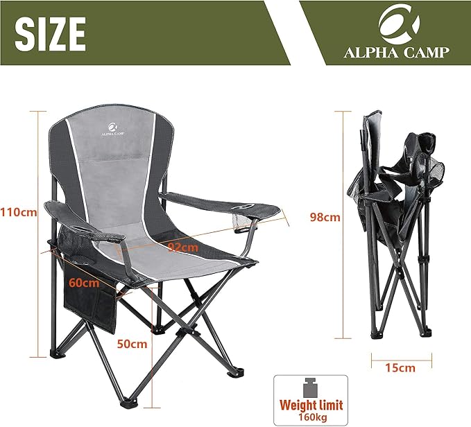 ALPHA CAMP Oversized Camping Folding Chair - Image 3