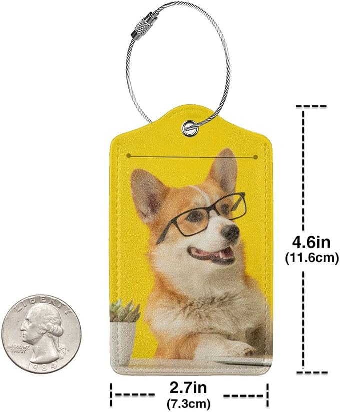 2 Pcs Yellow Luggage Tags for Suitcases Cute Dog - Image 4