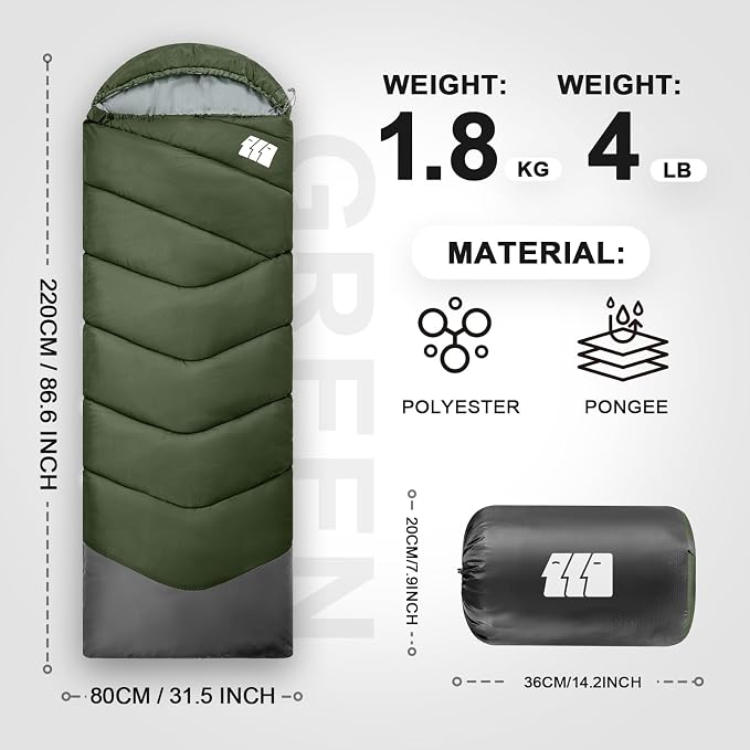 Sleeping Bags for Adults Cold Weather, Waterproof, Lightweight Sleeping Bag for - Image 2