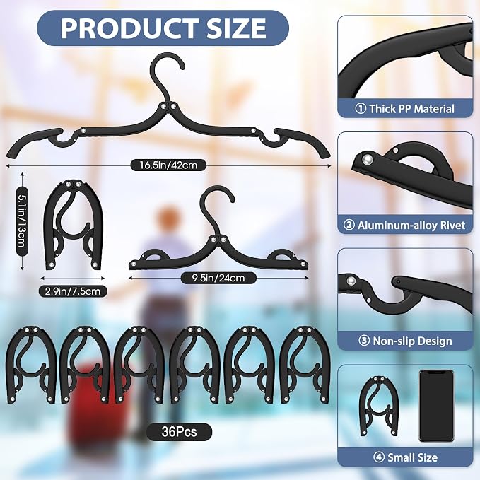 36 Pcs Travel Hangers Portable Foldable Travel Hanger Organizer, Plastic Cruise - Image 2