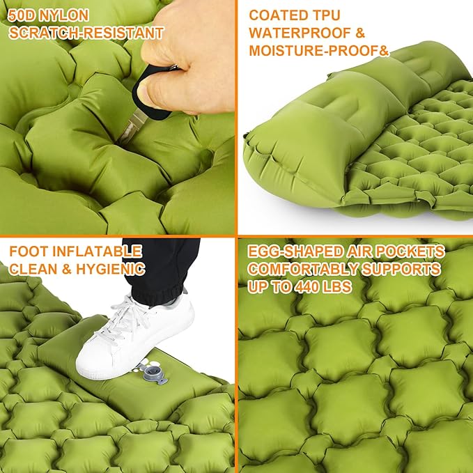 Double Sleeping Pad, Ultralight 3" Extra-Thick Self Inflating Sleeping Mat - Image 3