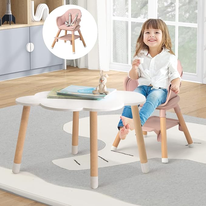 HONEY JOY Baby High Chair, 6 In 1 Convertible Wooden Highchair - Image 9