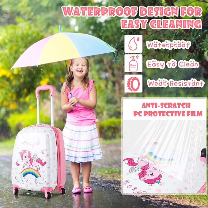 HONEY JOY 2 Pcs Kids Carry On Luggage, Waterproof Hard Shell Travel Case - Image 5