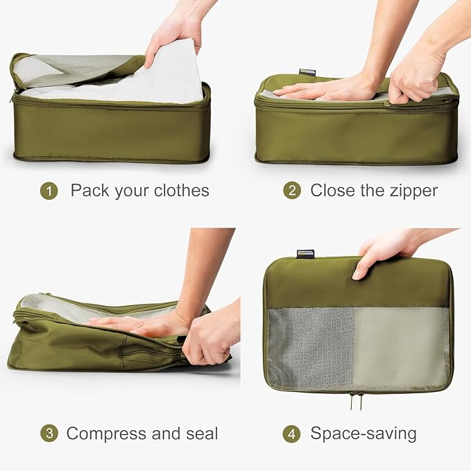 Compression Travel Packing Cubes, 6 Set Expandable Luggage Organizer Bags - Image 3