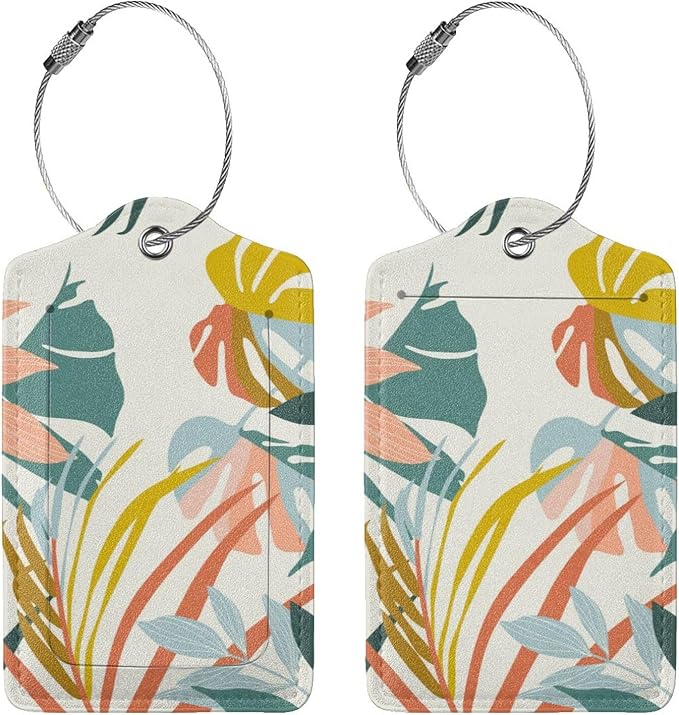 2 Pcs Boho Foliage Botanical Luggage Tag by Vridoyt