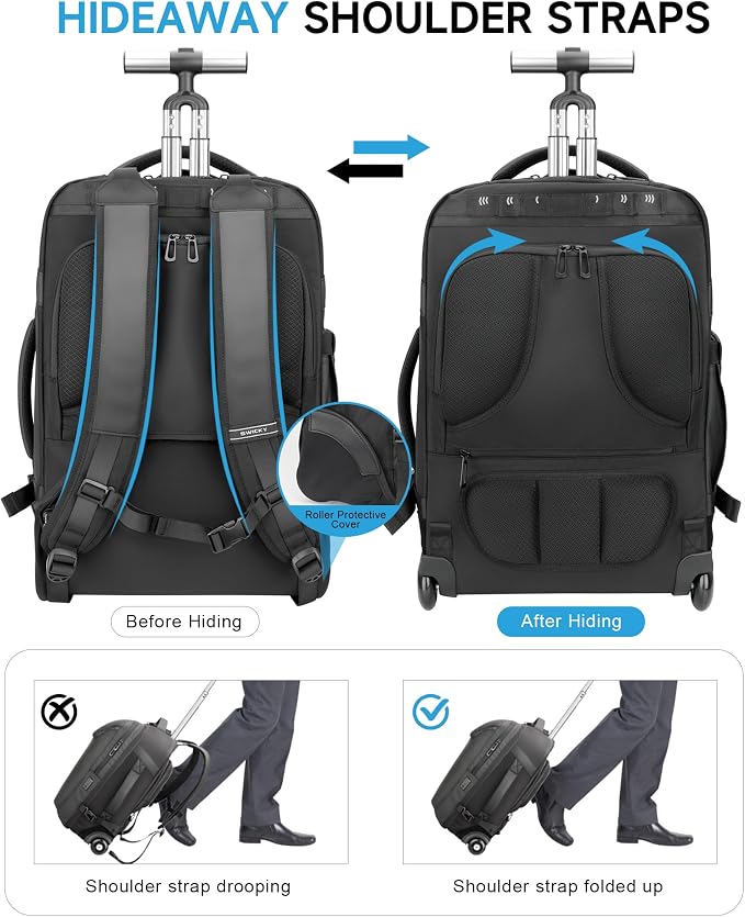 Rolling Backpack, 50L Travel Backpack - Image 3