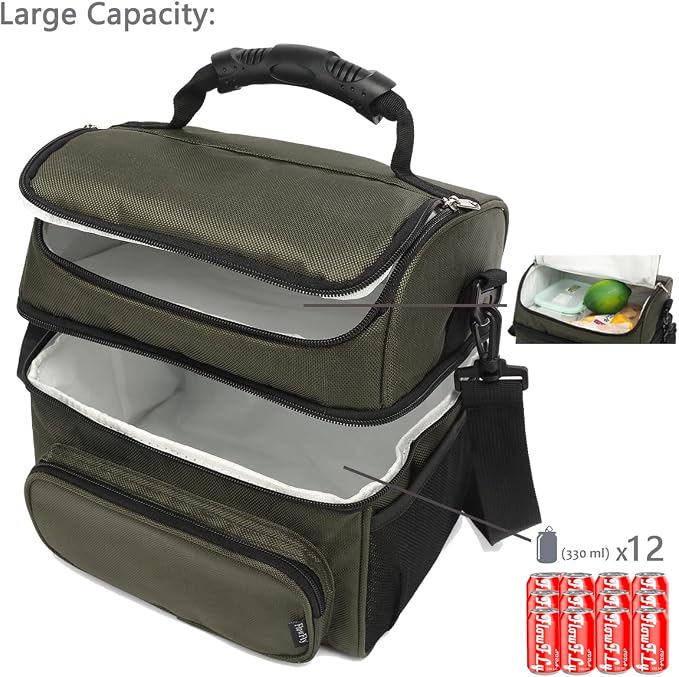 FlowFly Double Layer Cooler Insulated Lunch Bag Adult Lunch Box Large Tote Bag - Image 5
