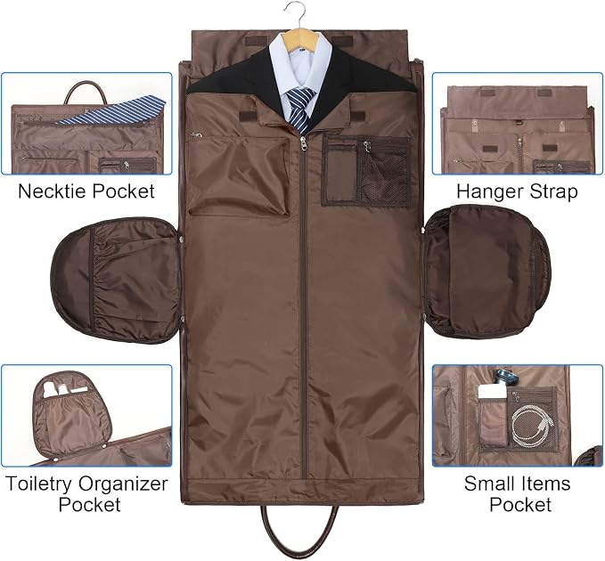 Modoker Convertible Leather Garment Bag, Carry on Garment Bags - Image 4