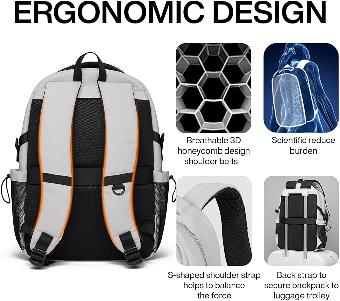 mixi Travel Laptop Backpack, Lightweight Durable School Bookbag Men Woman 15.6" - Image 5