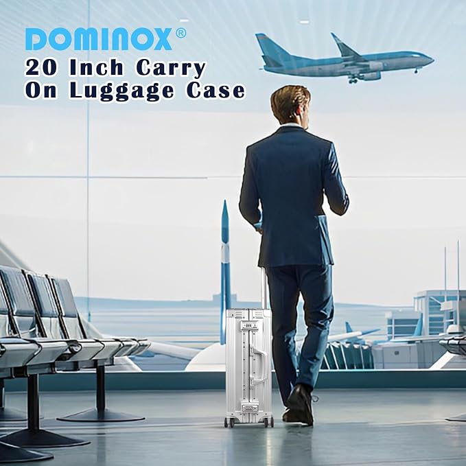 DOMINOX All Aluminum Carry On Luggage Hard Shell Luggage Aluminum Suitcase - Image 6