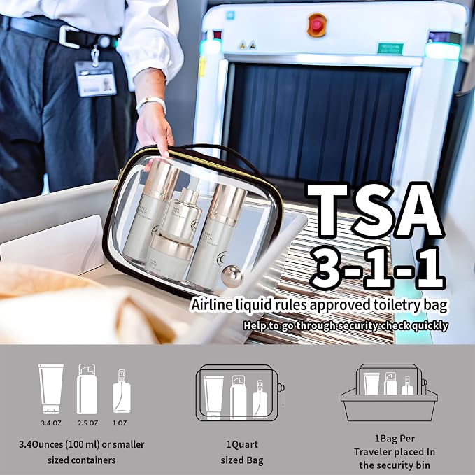 TSA Approved Travel Toiletry Bag, 2 Pack Clear Makeup Bags - Image 2