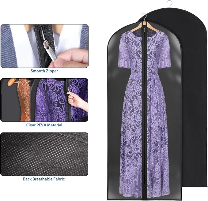 Zilink 65" Dress Bags for Gowns Long Clear Garment Bags for Gowns Garment - Image 3