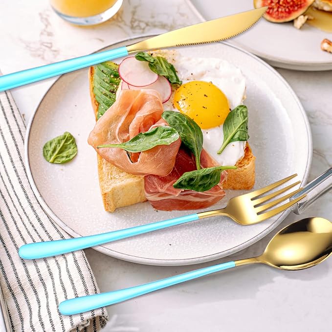 AARAINBOW 6 Pieces 18/8 Stainless Steel Flatware Set Portable Reusable Cutlery - Image 6