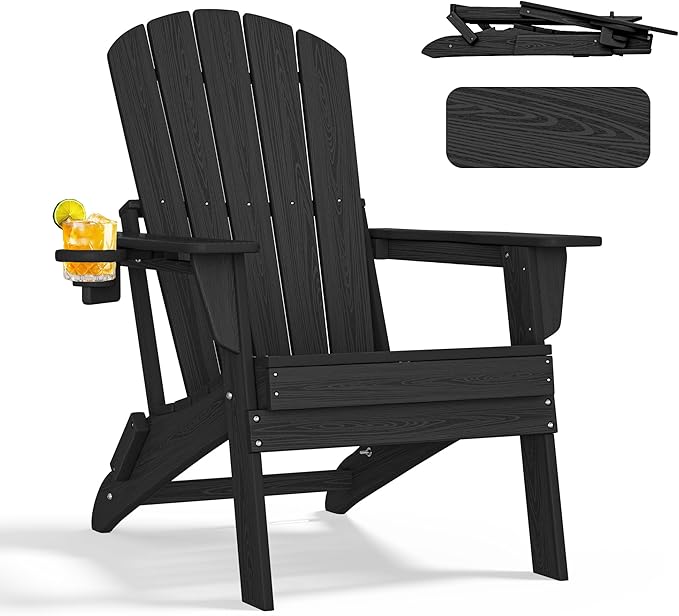 Folding Adirondack Chair, Ergonomic Extended Backrest, HDPE All-Weather by nevilywood