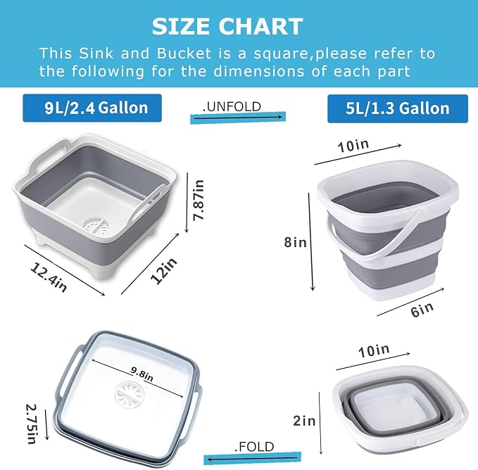 Collapsible Basin Bucket, 9L Collapsible Dishpan - Image 2