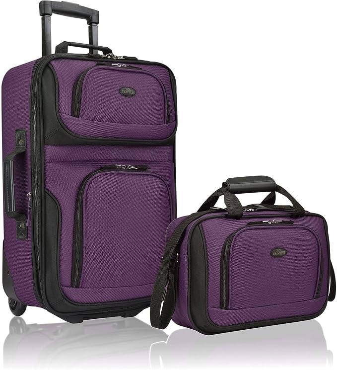 U.S. Traveler Rio Fabric Expandable Carry-on Luggage, Rolling Suitcase by USTraveler