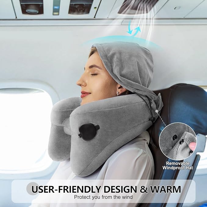 Sunany Neck Pillow for Travel Inflatable Airplane Pillow Comfortably Supports - Image 5