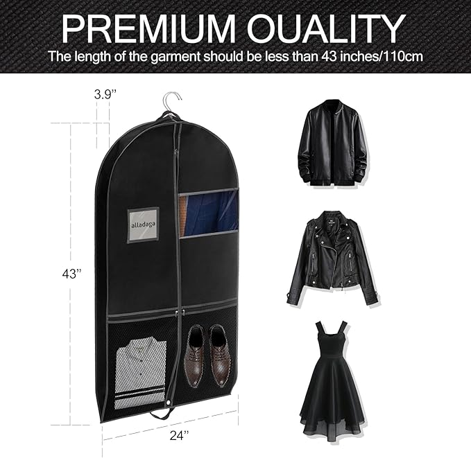 3 Pack 43" Garment Bags for Travel and Storage, Suit and Dress Bags - Image 3