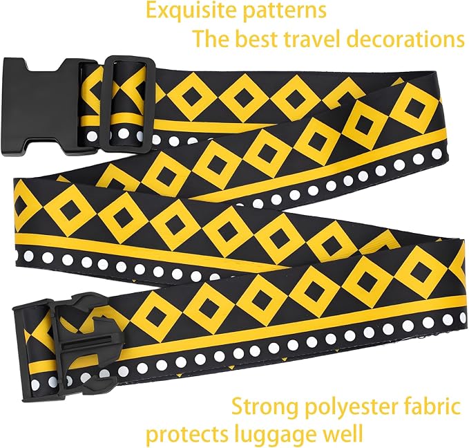 Geometric Arts Luggage Straps for Suitcases, Adjustable Luggage Travel Belt to - Image 4