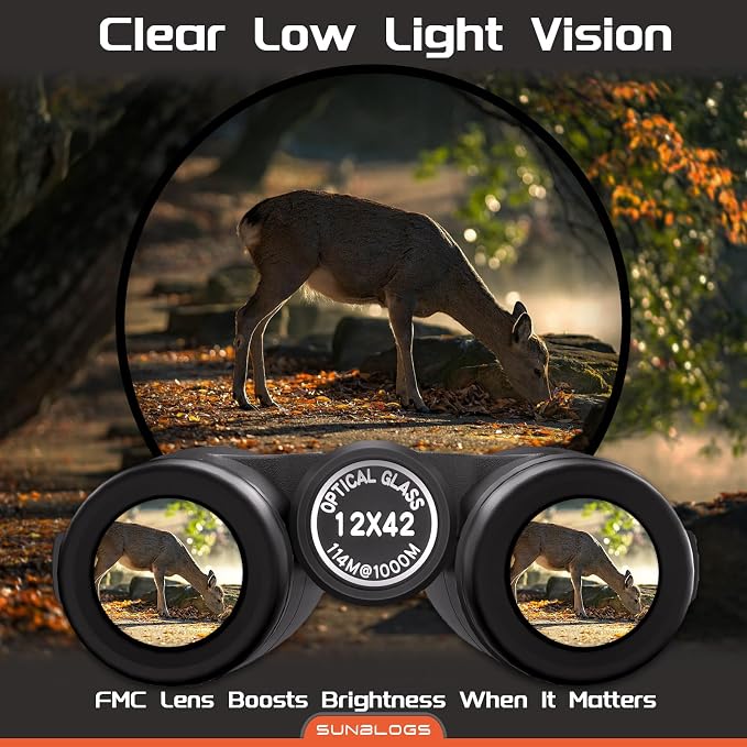 12x42 HD Binoculars for Adults, Super Bright BAK4 Prism High Powered Waterproof - Image 4