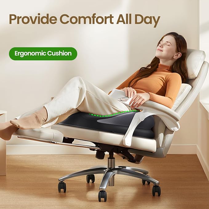 Benazcap Large Seat Cushion for Office Chair Memory Foam Coccyx Pain Relief - Image 6