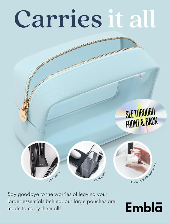 Clear Makeup Bag Zipper Pouch, Transparent Cosmetic Case Organizer, TSA - Image 4