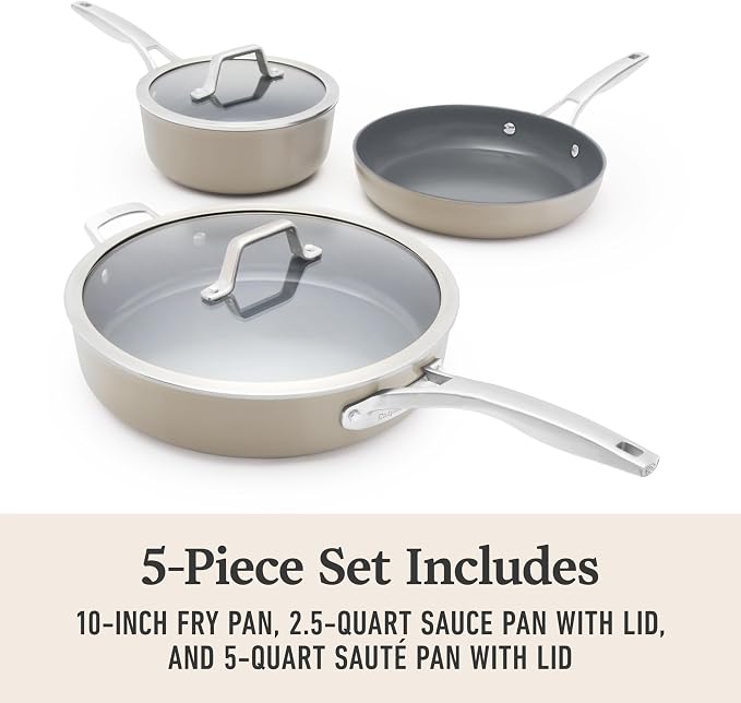 Calphalon® Premier Ceramic Nonstick 8" and 10" Frying Pan Set, Mushroom Grey - Image 6