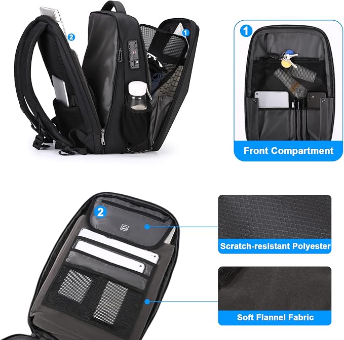 FENRUIEN Hardshell Backpack Expandable, Anti Theft Laptop Backpack - Image 3