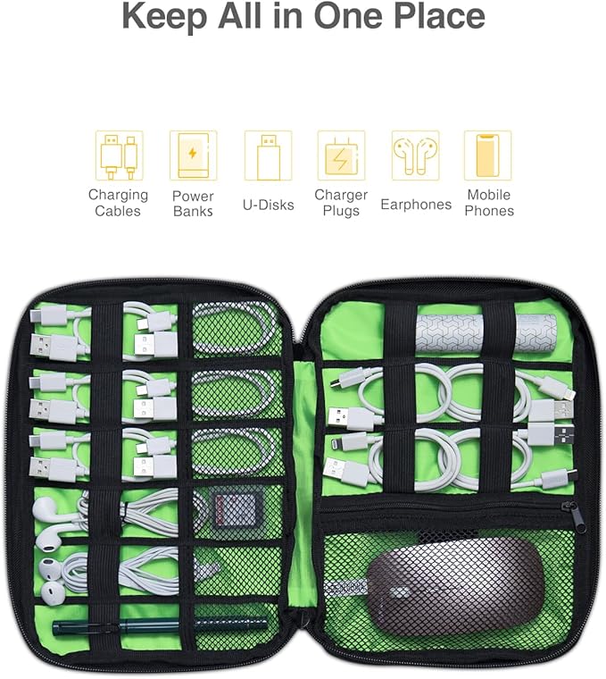 Luxtude Travel Cable Organizer Bag, Flat Cord Organizer Bag, Portable - Image 4
