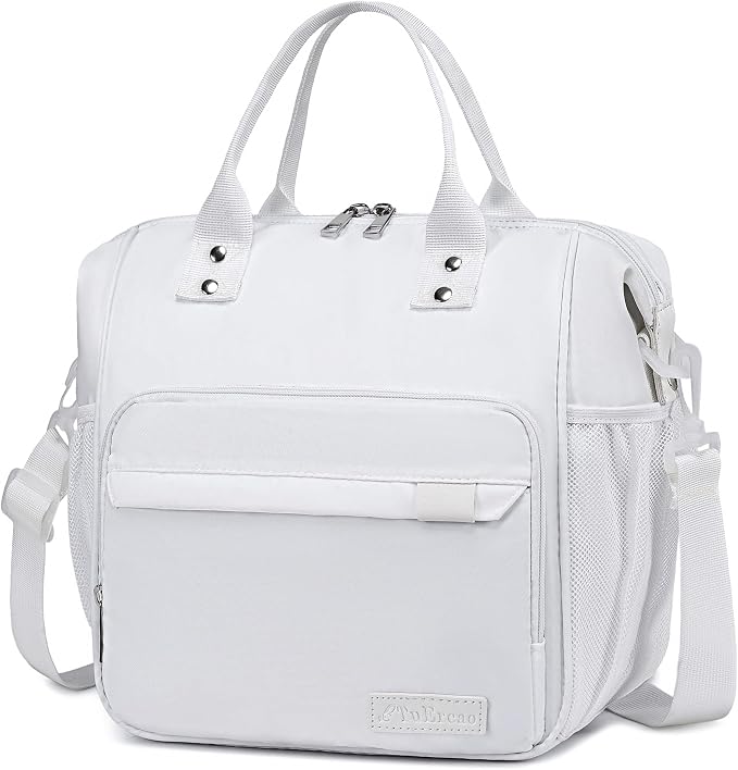 TuErCao White Lunch Bag Fits Bento Boxes, Snack and Foods, Cooler Bags by TuErcao