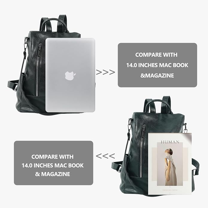 Women Backpack Purse PU Leather Anti-theft Casual Shoulder Bag Fashion Ladies - Image 4