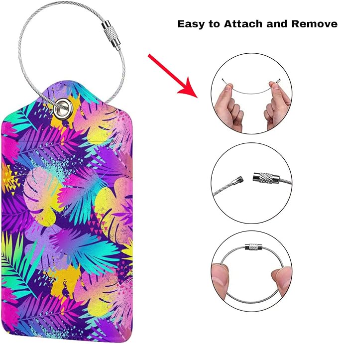 Set of 2 Purple Leaves of Palms Tree Luggage Tags - Image 3