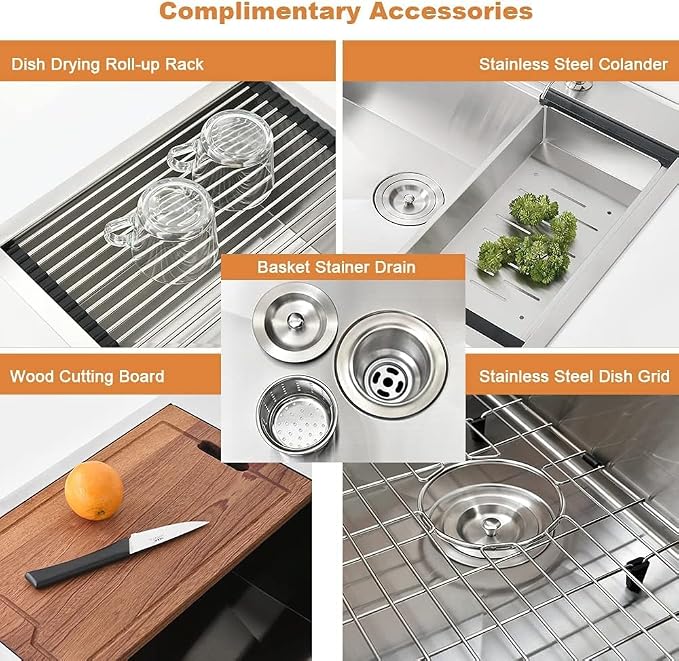 33x19 Drop In Kitchen Sink Workstation-Bokaiya Stainless Steel Kitchen Sinks - Image 8