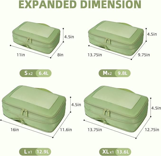 BAGAIL 4 Set/6 Set/8 Set Compression Packing Cubes Travel Accessories - Image 2