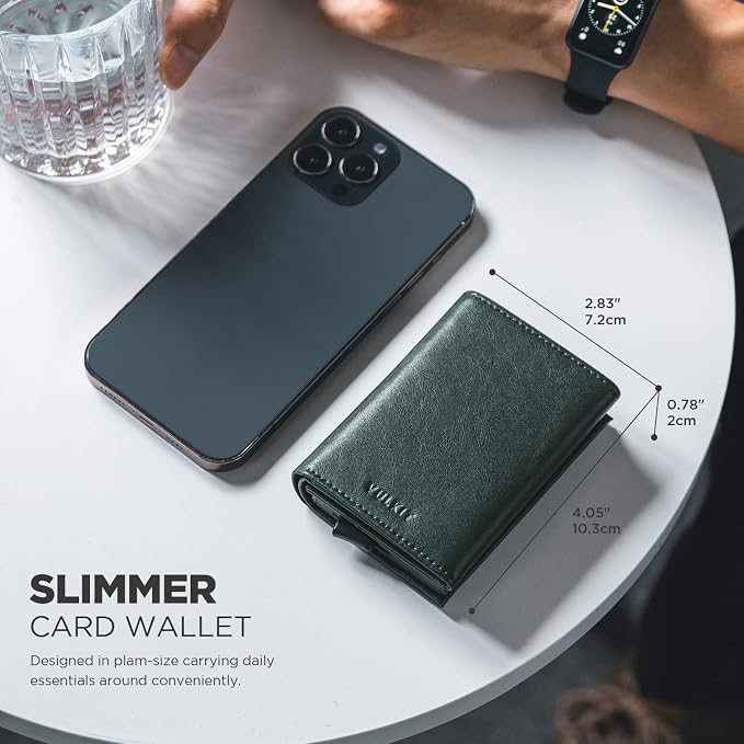 VULKIT Pop up Card Wallet Minimalist Cash Wallets RFID Blocking Leather Smart - Image 5