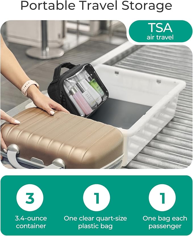 BAGSMART Clear TSA-Approved Toiletry Bag, Puffy Edges Travel Makeup Bag - Image 2