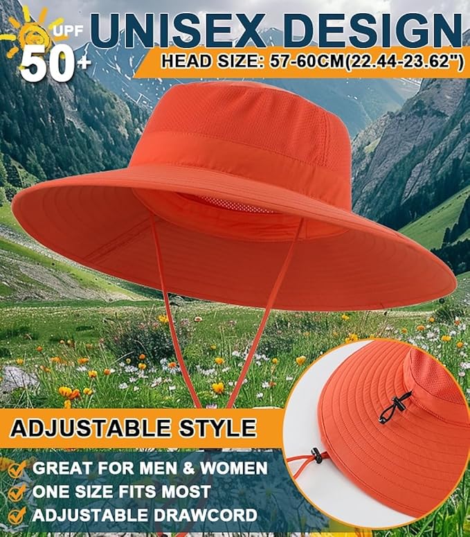Home Prefer UPF50+ Mens Sun Hat Wide Brim Fishing Hat Foldable Large Brim UV - Image 4