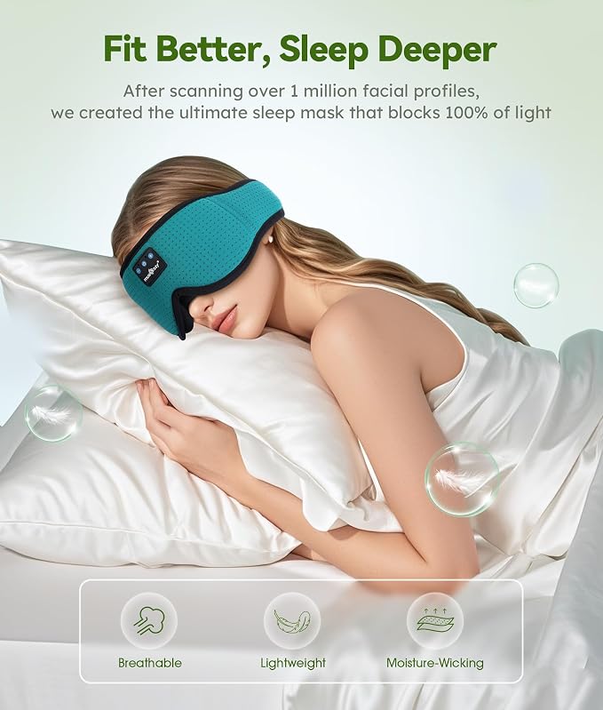 MUSICOZY Sleep Headphones Breathable Bluetooth Headband 3D Sleeping Headphones - Image 3