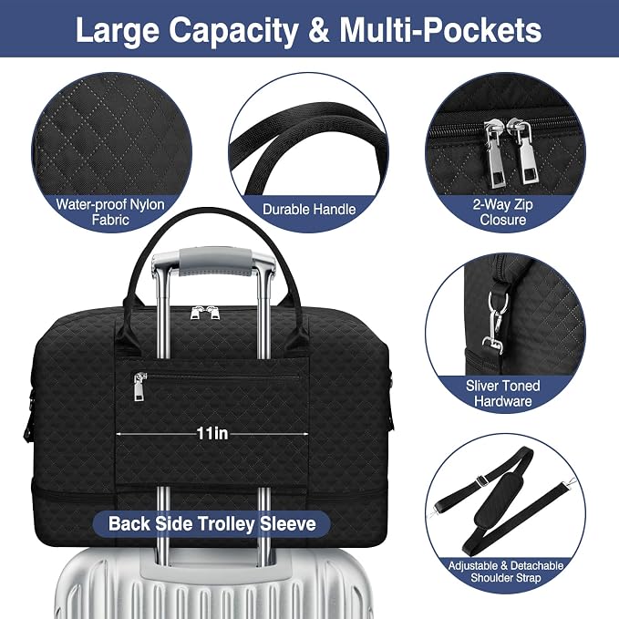 Weekender Bag for Women, Travel Duffel Bag Carry On Overnight Bag - Image 5